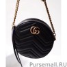 Top GG Marmont Mini Round Shoulder Bag 550154 Black