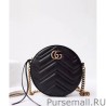 Top GG Marmont Mini Round Shoulder Bag 550154 Black