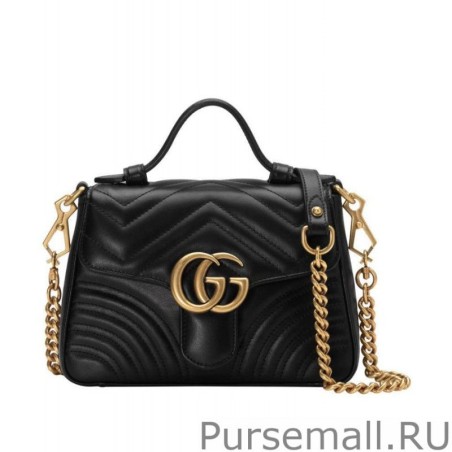 Luxury GG Marmont mini top handle bag 547260 Black