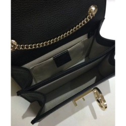 UK Interlocking Chain Leather Cross Body Bag 510304 Black