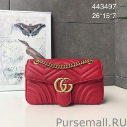 UK GG Marmont Matelasse Mini Bag 443497 Red