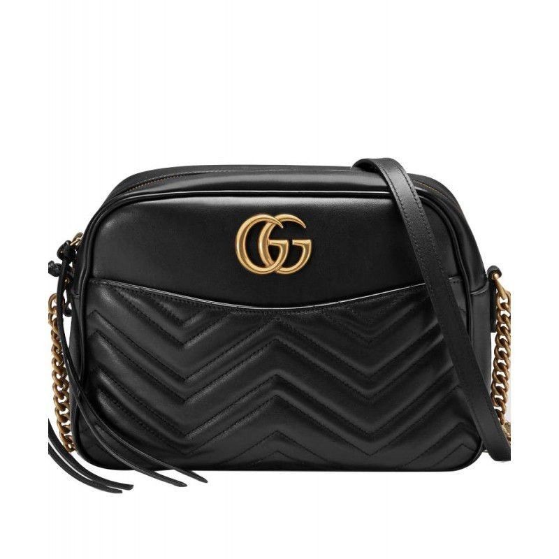 Perfect GG Marmont Matelasse Shoulder Bag 443499 Black