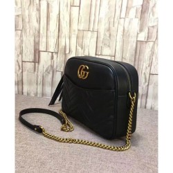 Perfect GG Marmont Matelasse Shoulder Bag 443499 Black