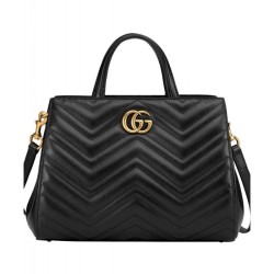 Perfect GG Marmont Matelasse Top Handle Bag 443505 Black