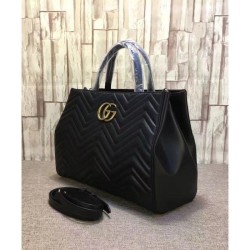 Perfect GG Marmont Matelasse Top Handle Bag 443505 Black