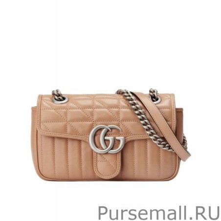 1:1 Mirror GG Marmont Mini Shoulder Bag 446744 Apricot