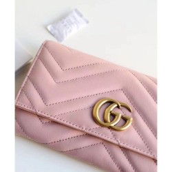 Fashion GG Marmont continental wallet 443436 Pink