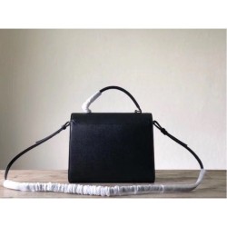 Wholesale YSL Saint Laurent Cassandra Top Handle Medium Bag Poudre Embossed Leather Black