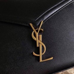 Wholesale YSL Saint Laurent Cassandra Top Handle Medium Bag Poudre Embossed Leather Black