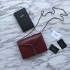 Perfect YSL Saint Laurent Enveloppe Mini Chain Wallet Crocodile Claret