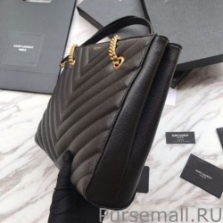 Copy YSL Saint Laurent Grain Embossed Shopping Handbag Black