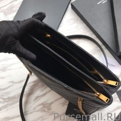 Copy YSL Saint Laurent Grain Embossed Shopping Handbag Black