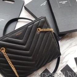 Copy YSL Saint Laurent Grain Embossed Shopping Handbag Black