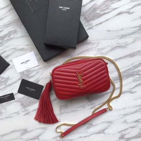 Top Quality YSL Saint Laurent LouLou Chain Bag Red