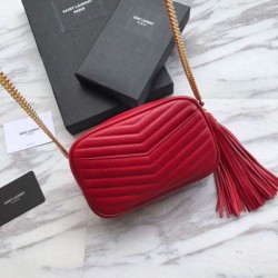 Top Quality YSL Saint Laurent LouLou Chain Bag Red