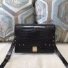 Replicas YSL Saint Laurent Margaux Satchel Crocodile Embossed Black