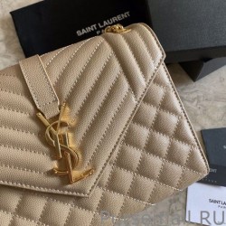 Fashion YSL Saint Laurent Medium Envelope Bag Mix Matelasse Apricot