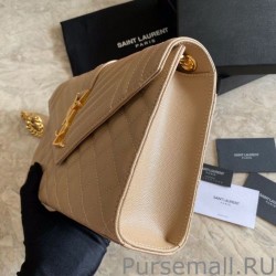 Fashion YSL Saint Laurent Medium Envelope Bag Mix Matelasse Apricot