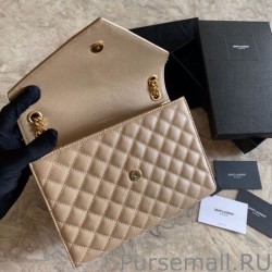 Fashion YSL Saint Laurent Medium Envelope Bag Mix Matelasse Apricot