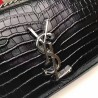 High YSL Saint Laurent Medium Sunset Monogram Crocodile Pattern Black