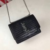 High YSL Saint Laurent Medium Sunset Monogram Crocodile Pattern Black