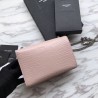 Copy YSL Saint Laurent Mini Kate Chain Wallet Crocodile Embossed Leather Apricot