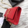 Wholesale YSL Saint Laurent Mini Kate Chain Wallet Crocodile Embossed Leather Red