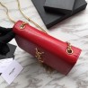 Wholesale YSL Saint Laurent Mini Kate Chain Wallet Crocodile Embossed Leather Red