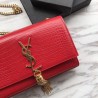 Wholesale YSL Saint Laurent Mini Kate Chain Wallet Crocodile Embossed Leather Red