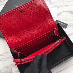 High Quality YSL Saint Laurent Niki Large Wallet Crinkled Vintage Leather Red