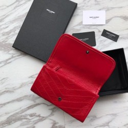High Quality YSL Saint Laurent Niki Large Wallet Crinkled Vintage Leather Red