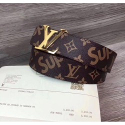 Best Supreme x Monogram Belt Gold Buckle Brown