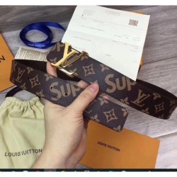 Best Supreme x Monogram Belt Gold Buckle Brown