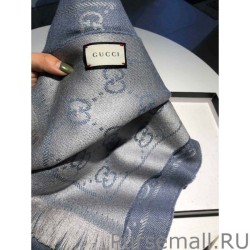 7 Star Classic wool jacquard scarf 48 x 180 Gray