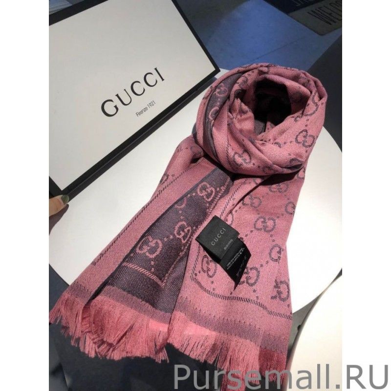 High Classic wool jacquard scarf 48 x 180 Pink