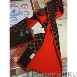 UK double heavy wool silk scarf Red