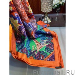 Inspired Hermes Floral Print Cashmere Shawl 140 Orange