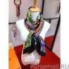 Luxury Hermes Landscape Cashmere Silk Shawl 140 Black