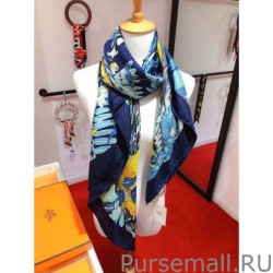 Wholesale Hermes Landscape Cashmere Silk Shawl 140 Blue