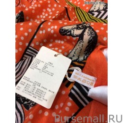 Inspired Hermes Pop horse Cashmere Shawl 110 x 200 Orange