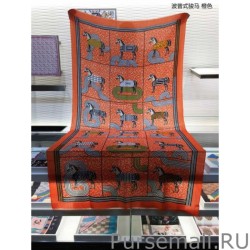 Inspired Hermes Pop horse Cashmere Shawl 110 x 200 Orange