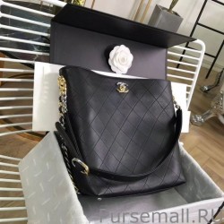 Luxury Calfskin Hobo Bag AS0414 Black