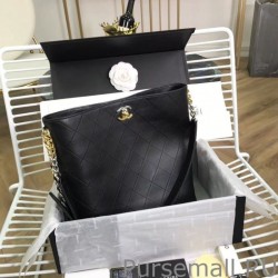 Luxury Calfskin Hobo Bag AS0414 Black