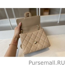 Replica Calfskin Mini Sqaure Flap Bag AS2468 Apricot