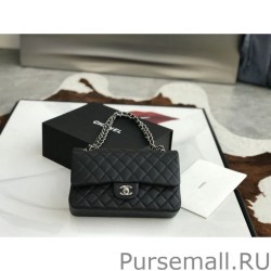 Replicas Classic Flap Bag A1112 Black Silver Hardware