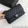 Replicas Classic Flap Bag A1112 Black Silver Hardware