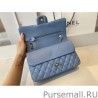 7 Star Classic Flap Bag A1112 Blue Silver Hardware