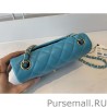 AAA+ Classic Flap Bag A1112 Light Blue Gold Hardware