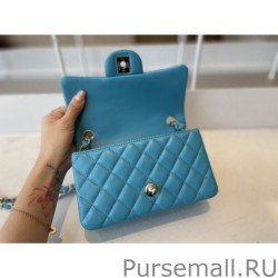 AAA+ Classic Flap Bag A1112 Light Blue Gold Hardware