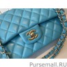 Inspired Classic Flap Bag A1112 Light Blue Silver Hardware